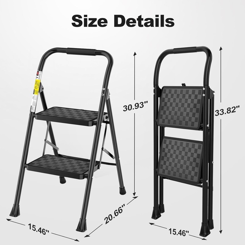 Compact Folding 2-Step Stool - Stable, Lightweight & Versatile for Home Use gallery