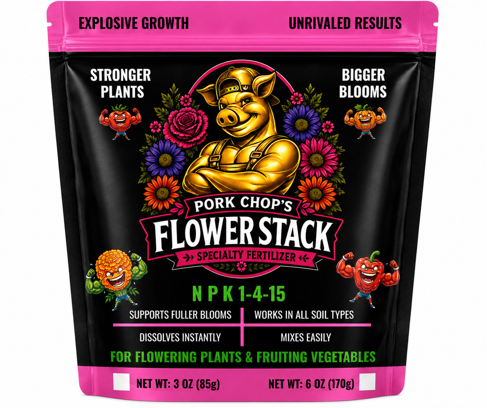 Pork Chops Flower Stack Water Soluble Fertilizer 1-4-15 Bloom Booster Hydro Soil