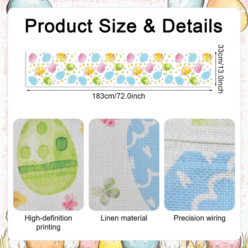 72 x 13 Inch Easter Table Runner – 72 x 13 inches, Green Pink Blue Yellow gallery