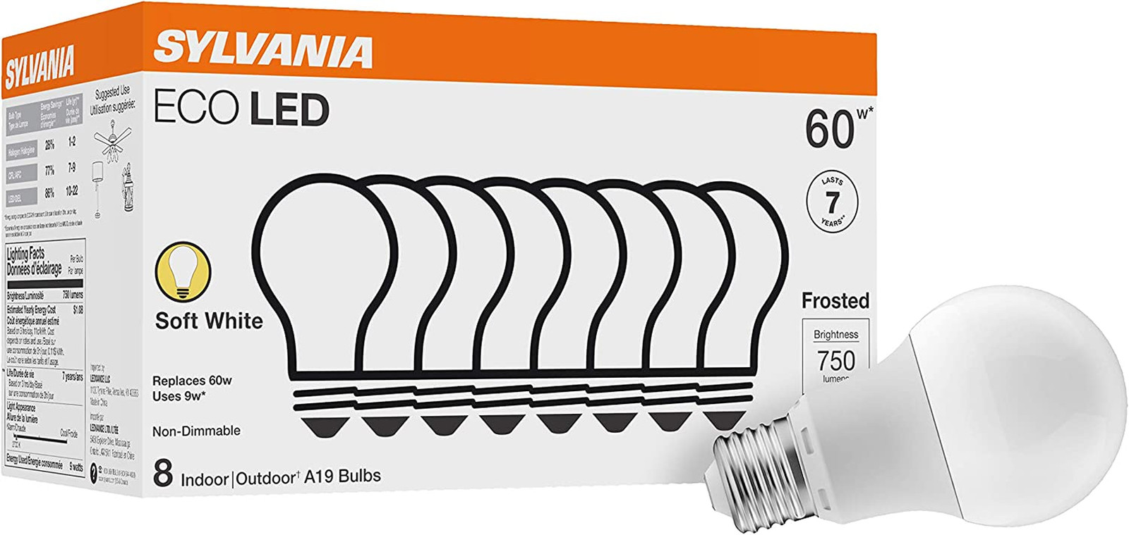 SYLVANIA ECO LED Light Bulb, A19 60W Equivalent, Efficient 9W, 7 Year, 750 Lumen gallery