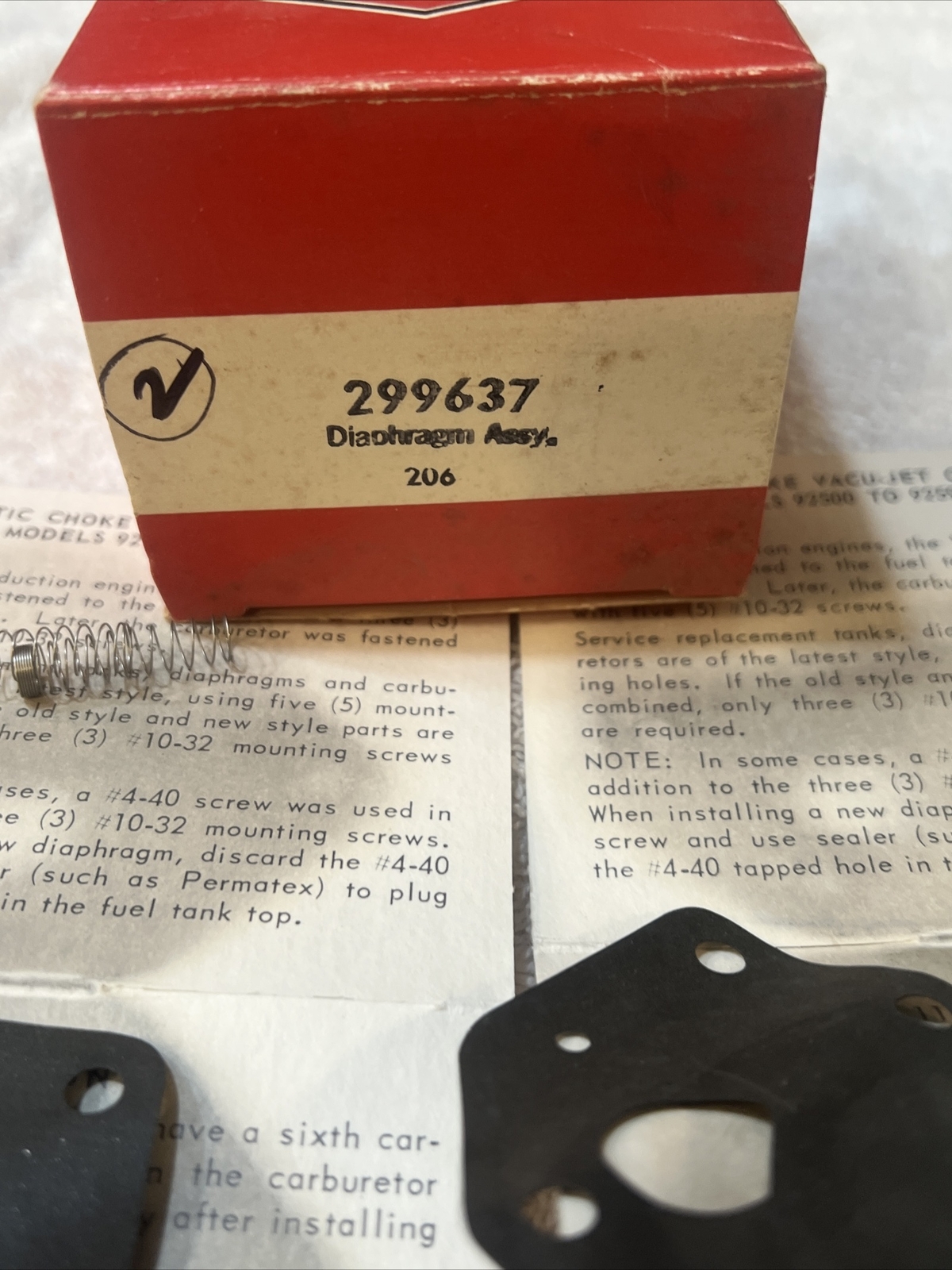 Briggs & Stratton Diaphragm Kit 299637 - OEM Packaging - New Old Stock X (2) gallery