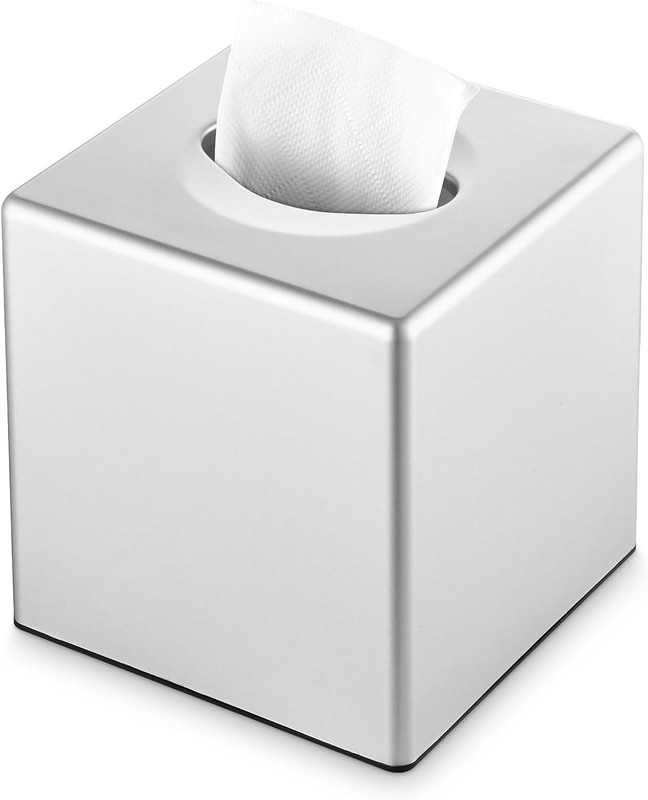 Elegant Silver Square Tissue Box Cover - Modern Home Accessory for All Rooms gallery