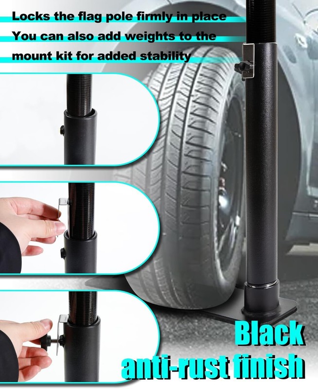 Telescoping Flagpole with Tire Mount - 20ft Carbon Fiber RV Flag Pole Kit gallery