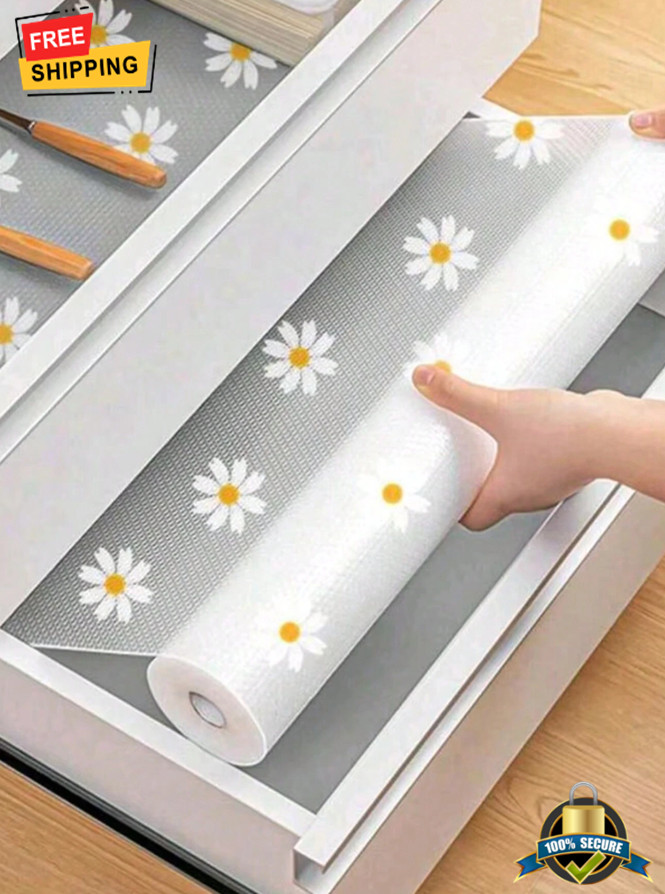 Non-Slip Daisy Shelf Liner for Cabinets, Drawers & Fridge, Waterproof EVA Pad gallery