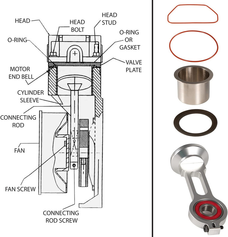 KK-4835 Compressor Piston Kit Connecting Rod Replacement Kit W/Piston Bearing fo gallery
