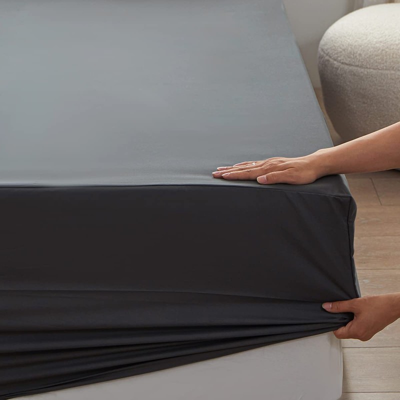 Dark Gray Twin Size Fitted Sheet Only, Deep Pocket, Fits 15, Soft Microfiber gallery