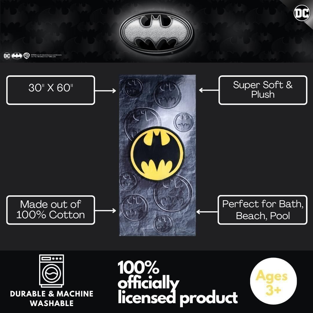 Franco Collectibles Batman Super Soft Cotton Bath/Pool/Beach Towel, 60 in x... gallery