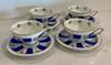 Rosenthal MARIA Blue White Pink Roses 4 Cup And Saucers Dodecagon Circa 1920’s gallery