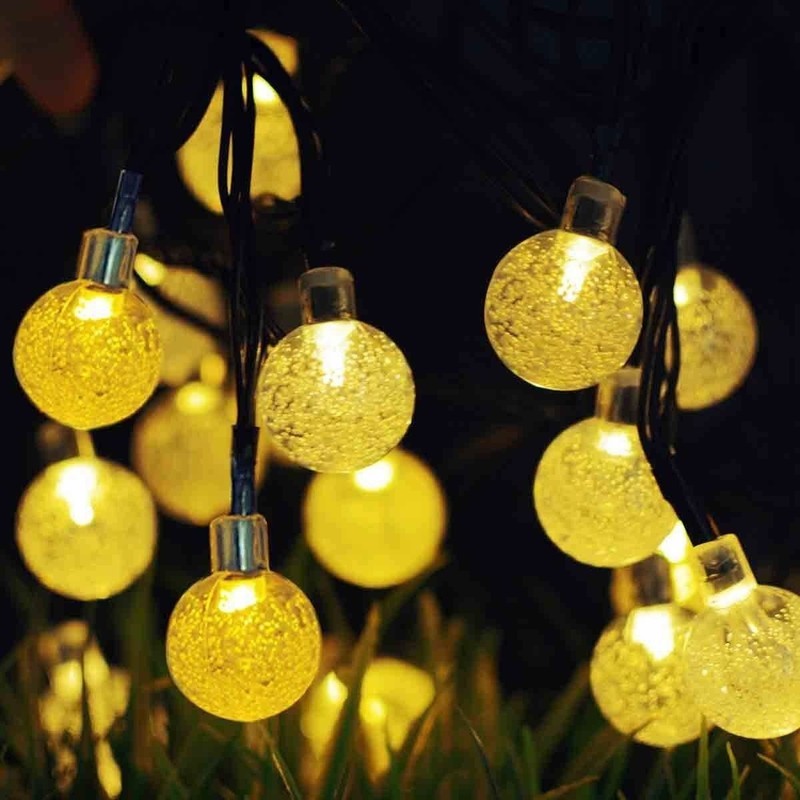 20ft 30 LED Solar String Ball Lights Outdoor Waterproof Warm White Garden Decor gallery