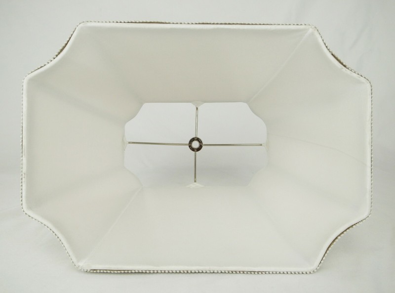 Linen Natural Rectangle Inverted Cut Corner Lampshade with Matching Braid Trim gallery