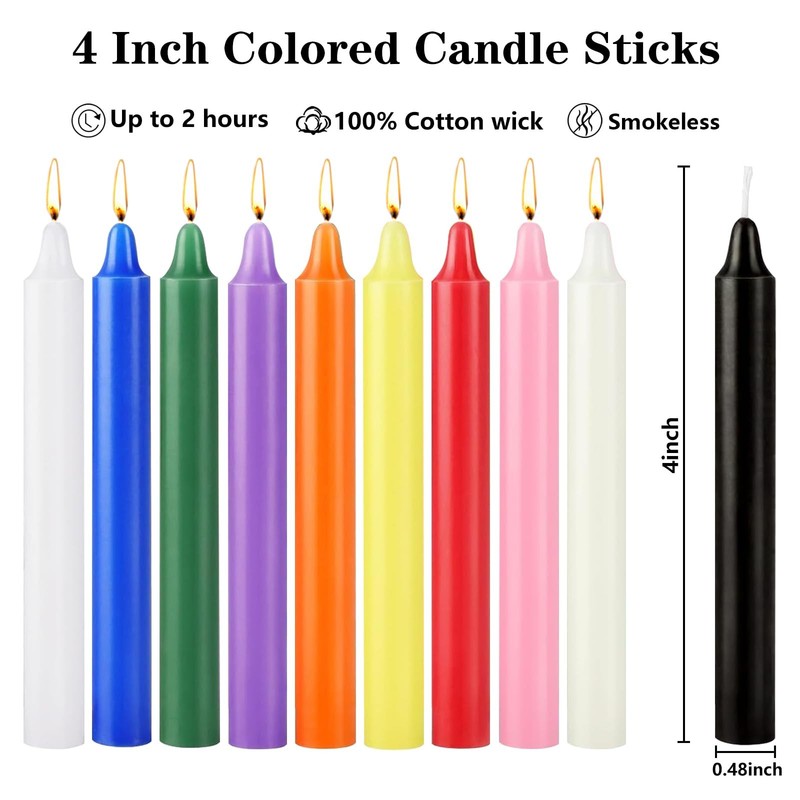 Bulk 40 Pack 4-Inch Colored Mini Taper Candles for Rituals and Spells gallery