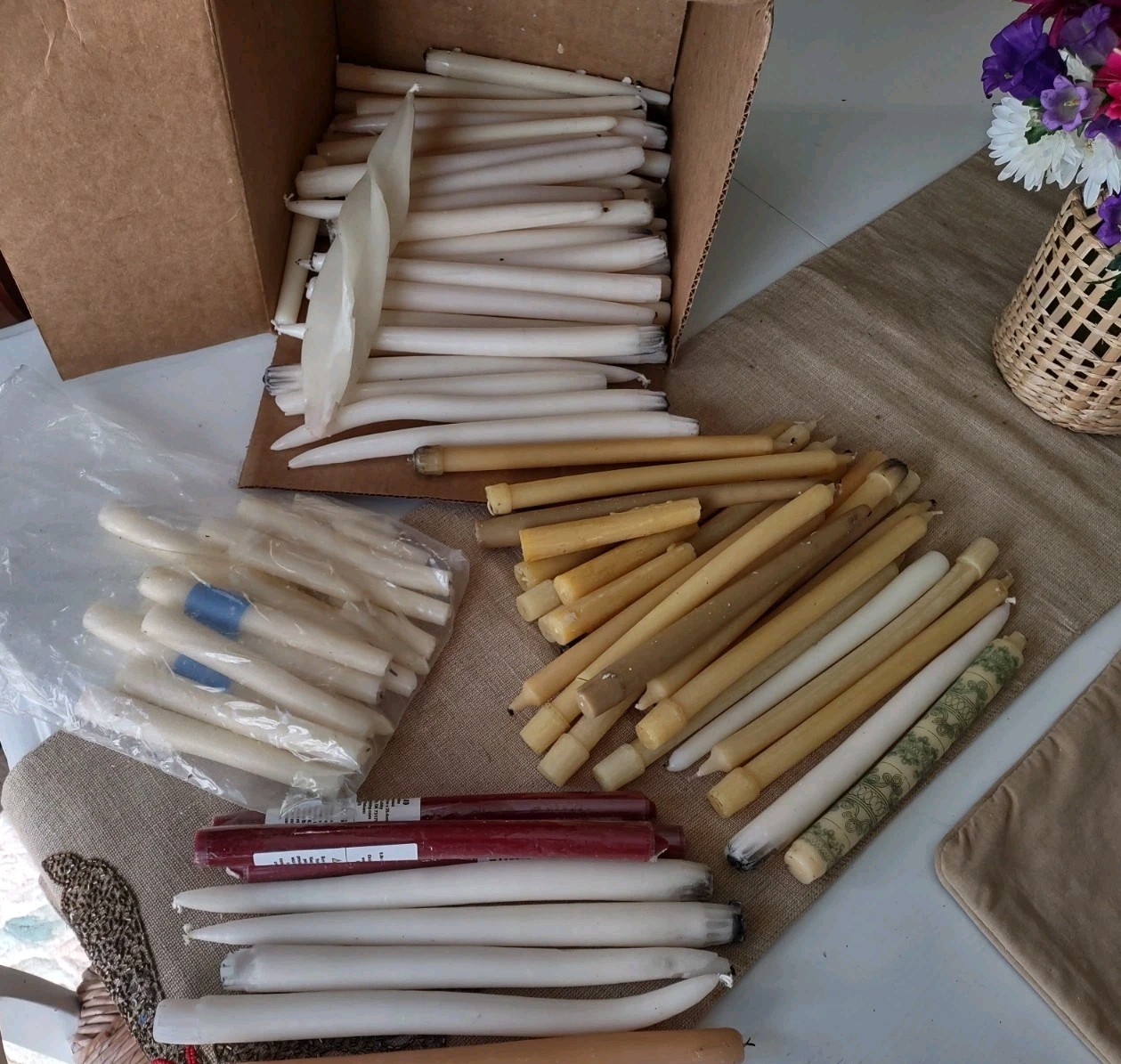 100 Lot Candles 100% Beeswax & Wax For Candle making Broken Bent White Gold gallery