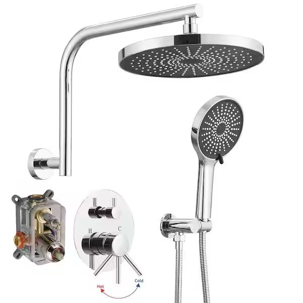 BWE Single Handle 3-Spray Rain Shower Polished Chrome (Valve Included) gallery