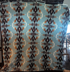 PENDLETON 107″ by 90″ AVRA VALLEY Aqua & Brown SHERPA BLANKET Aztec Southwest