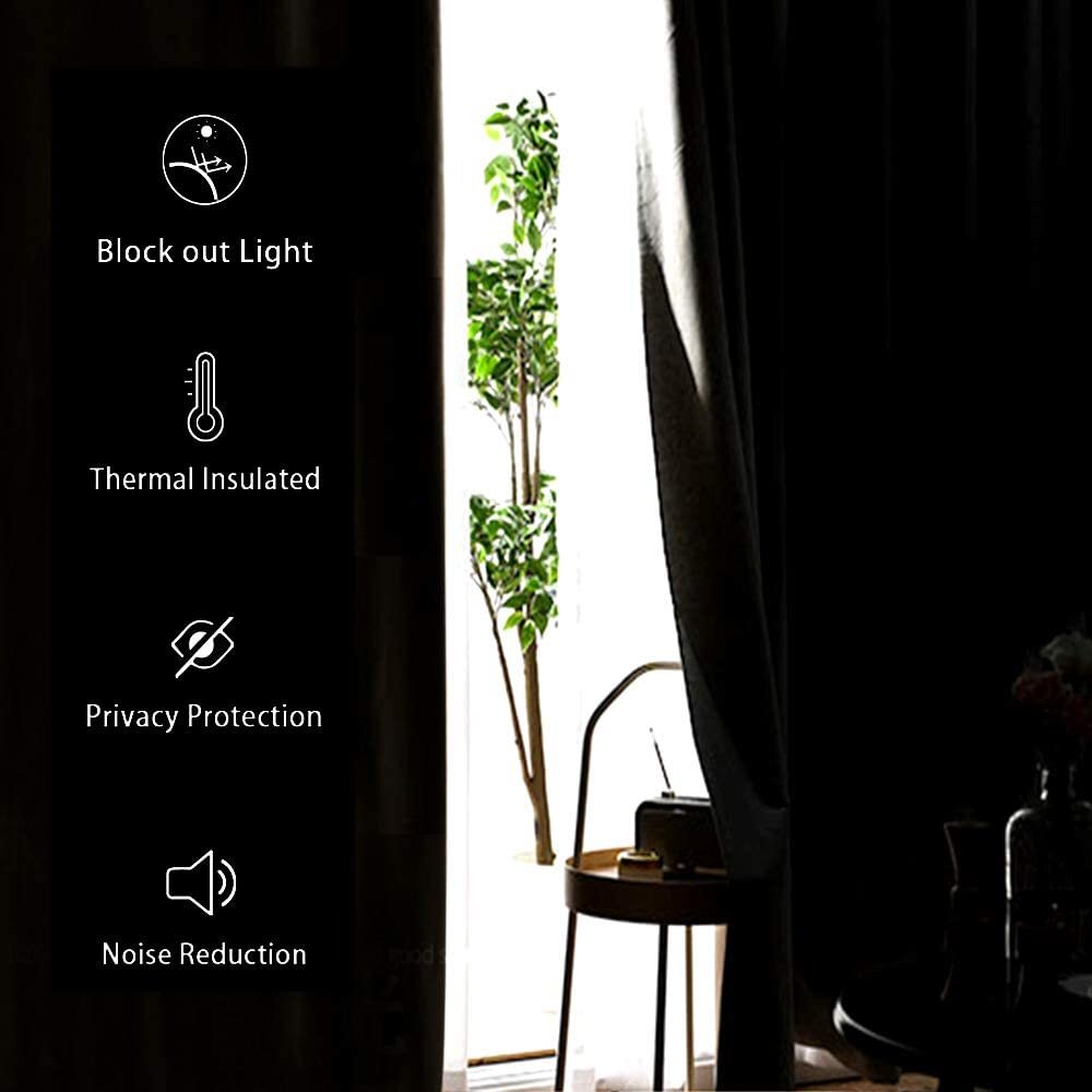 1 SET 100% THERMAL BLACK OUT WINDOW LINED CURTAIN PANEL DRAPE BRONZE GROMMET AAA gallery