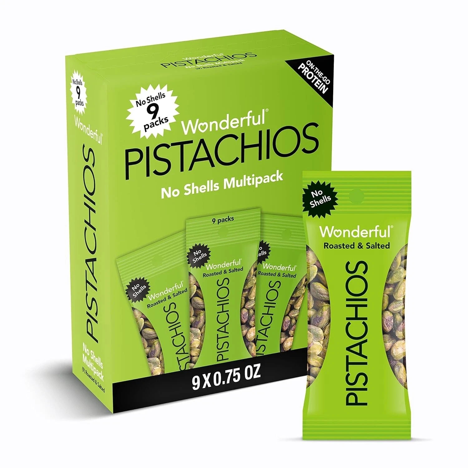 Wonderful Pistachios No Shells Roasted & Salted Nuts - 0.75 Ounce Bags Pack of 9 gallery