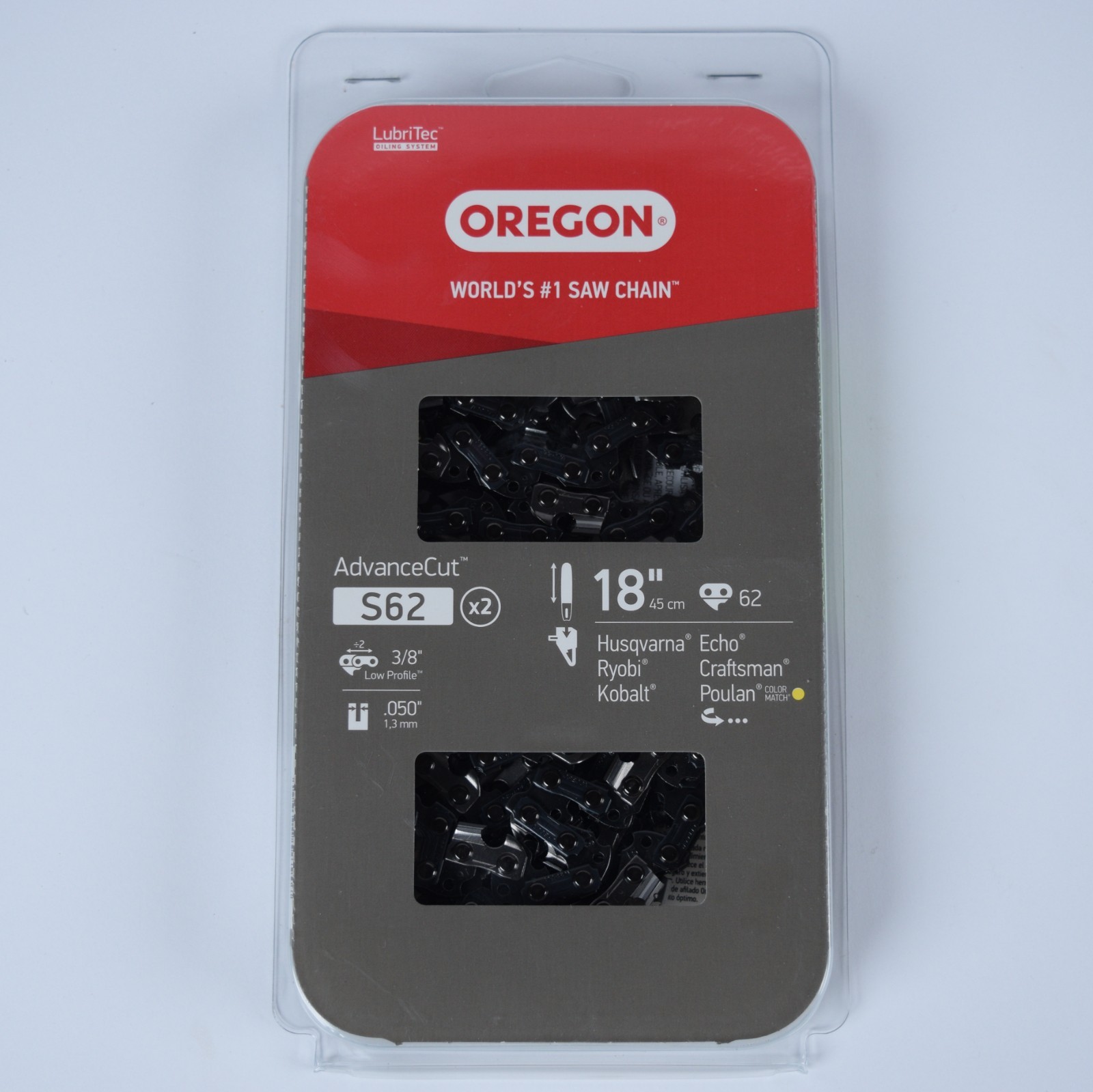 2x Oregon S62 Chainsaw Chain for 18 Inch Bars 3/8" Pitch 62 Drive Links .050" gallery