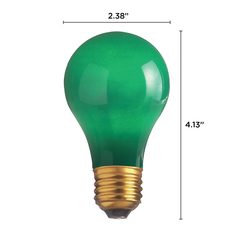 4 Pack CERAMIC SOLID GREEN BULBS A19 25W 120V Medium E26 Base 25A19 Dimmable gallery