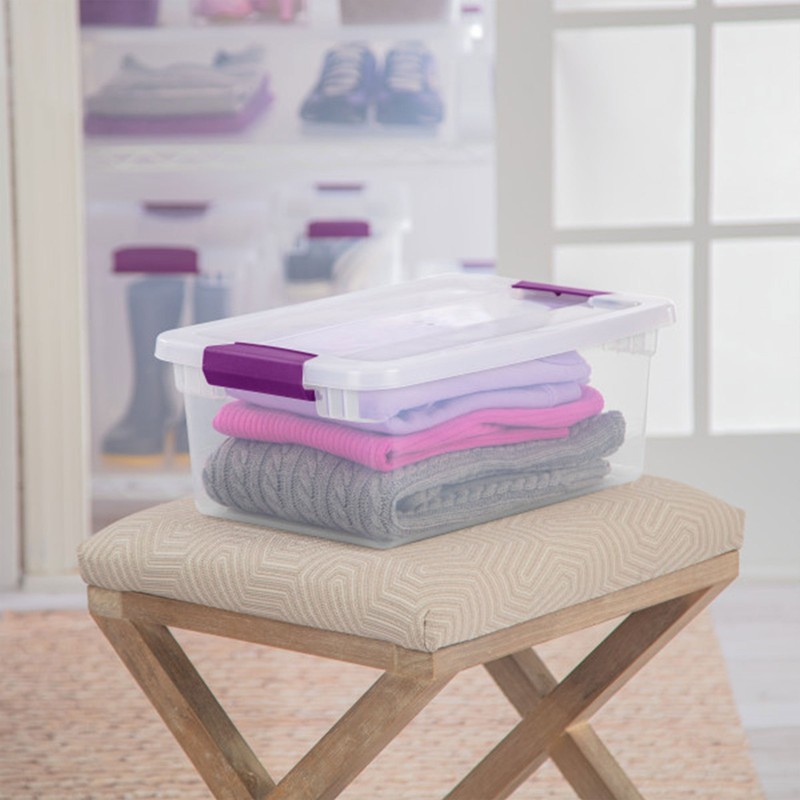 Sterilite 15 Qt. Plastic Stackable Storage Container with Lid, Clear (12 Pack) gallery