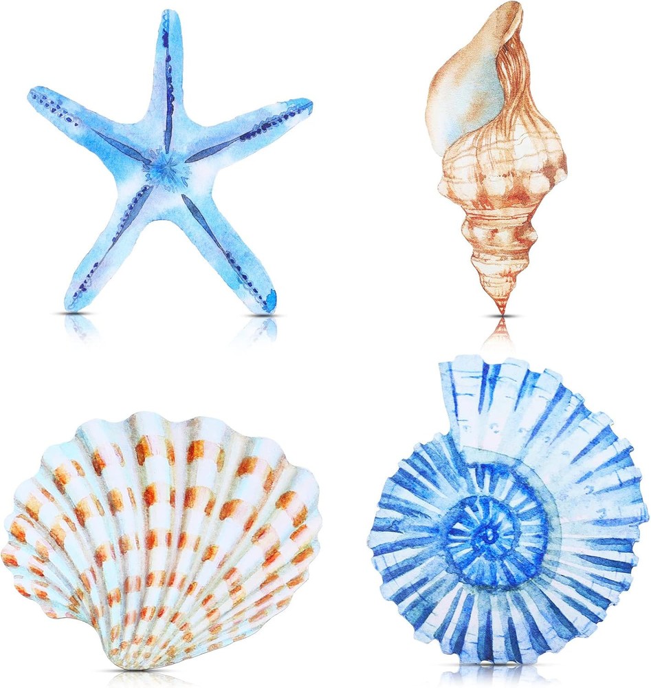 Yookeer 4 Pcs Beach Wall Decor Seashell Starfish Large, As Pictures Shown