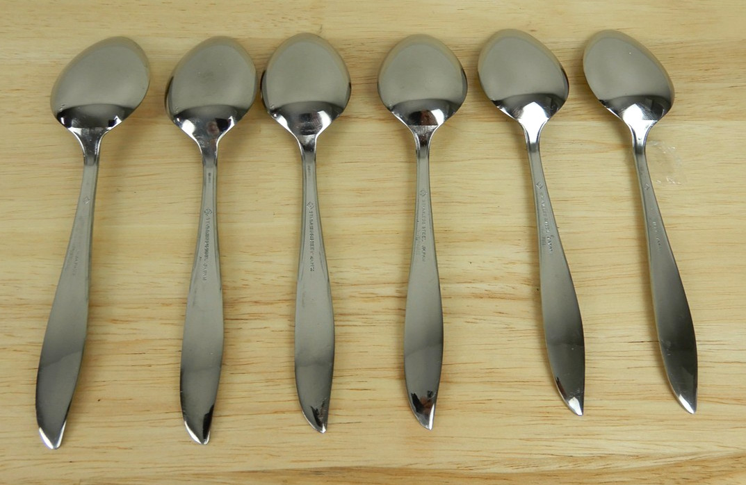 CI Japan CIF6 Teaspoons Floral Stainless Steel 6 1/8" Set of 6 Vintage RARE gallery