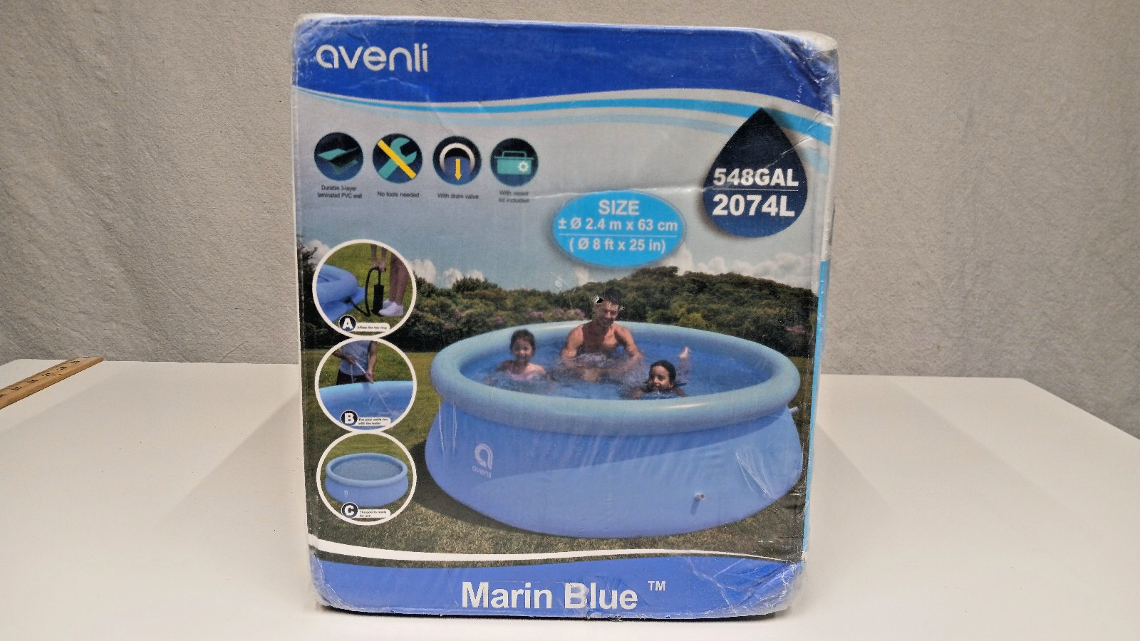 Avenli 8ft x 25in Easy Set Inflatable Above Ground Family Swimming Pool - SEALED gallery