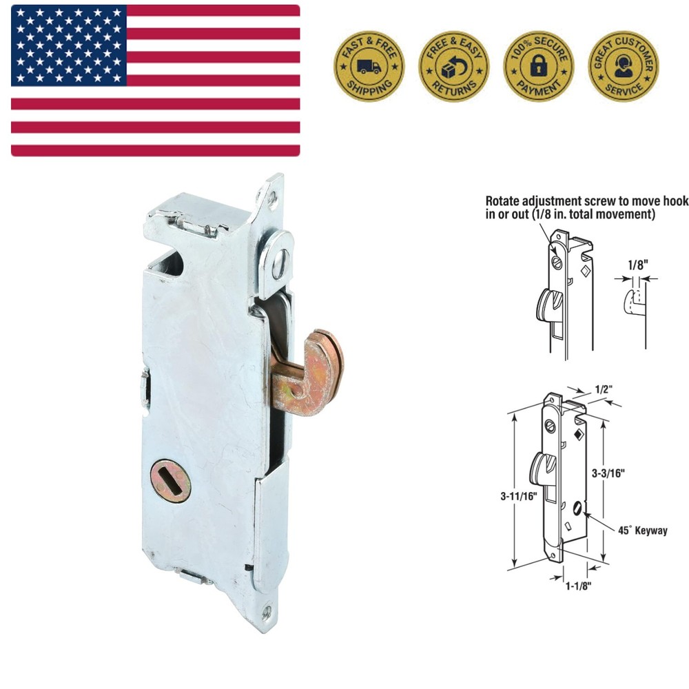 E 2014 Mortise Lock - Adjustable, Spring-Loaded Hook Latch Projection for Sli...