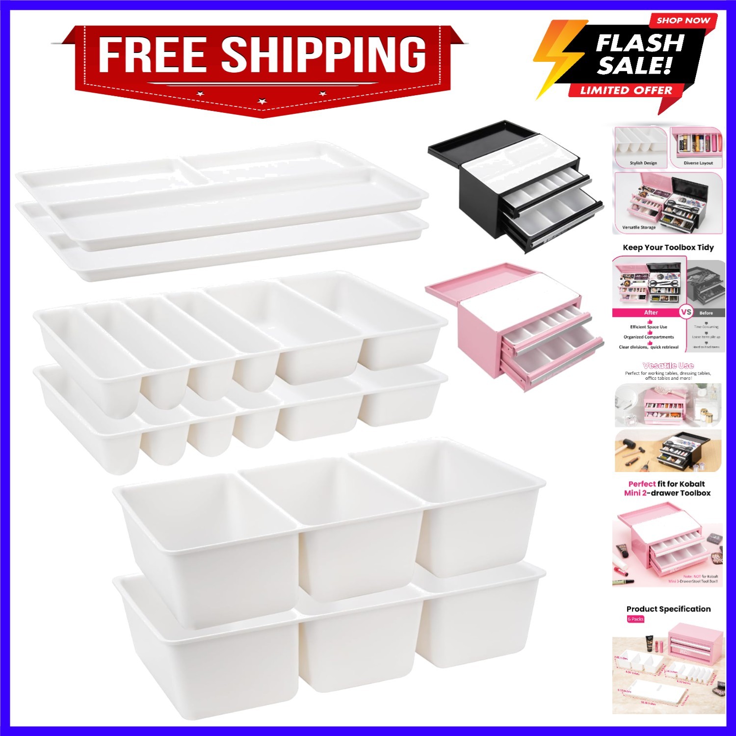 6 Pcs Tool Box Organizer Tray Divider Set For 2-Drawer Mini ToolBox, Tool Des... gallery