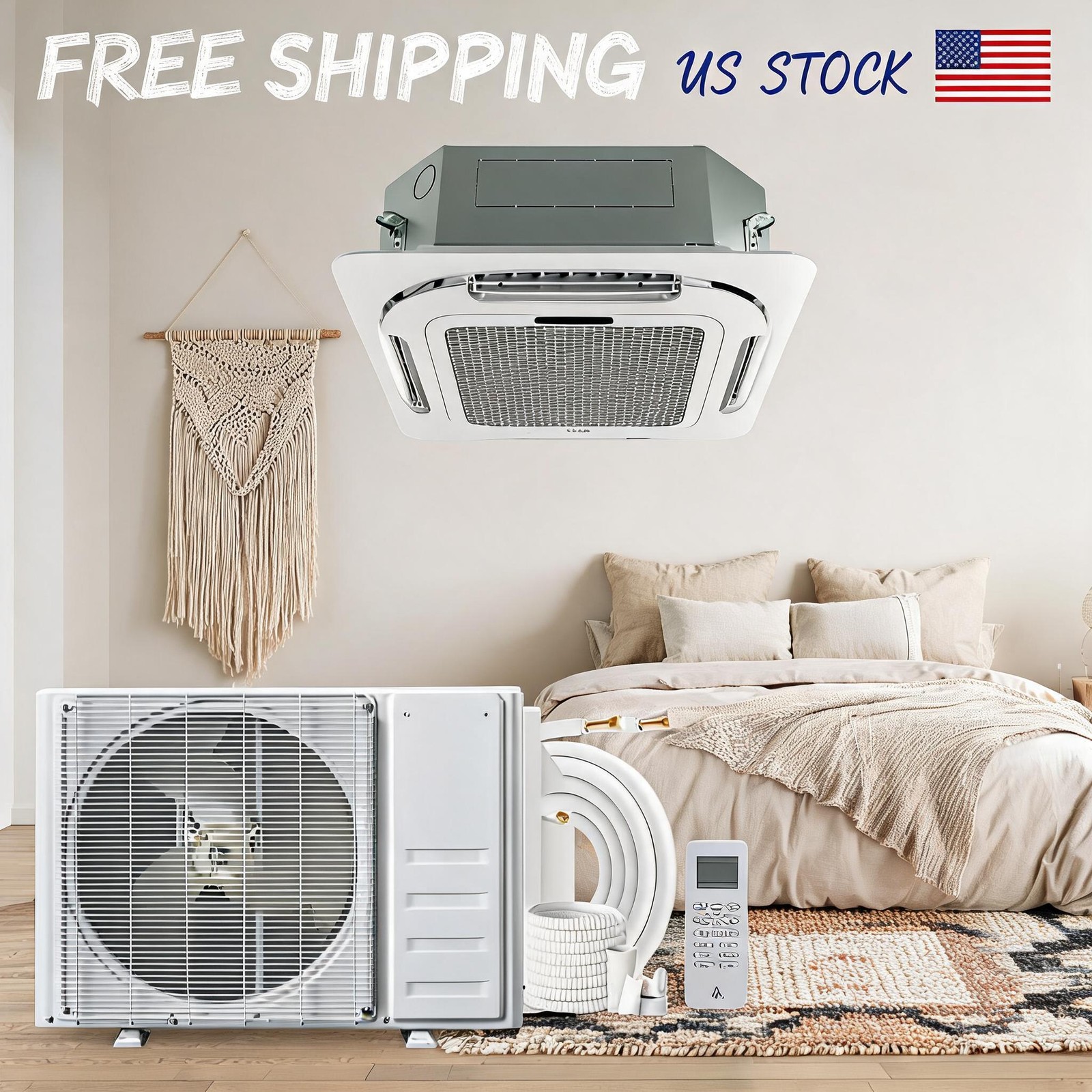 9000 BTU Ceiling Cassette Mini Split Air Conditioner Ductless Cooling & Heating gallery