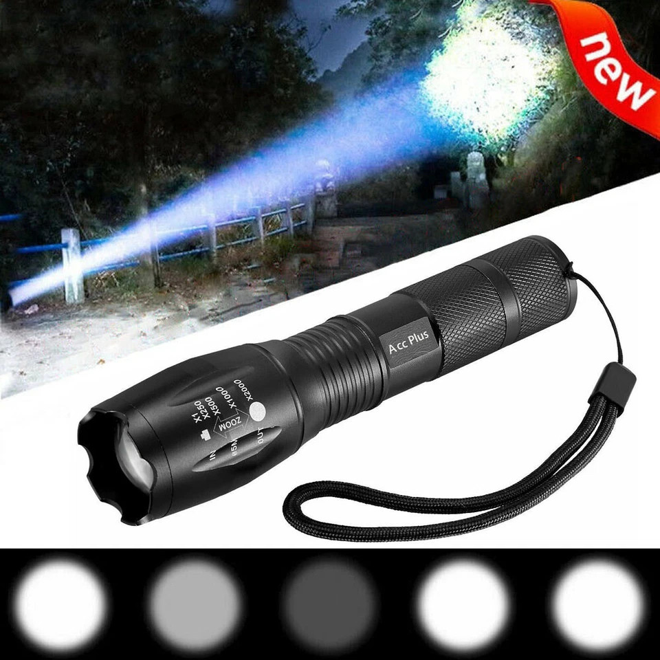 Super Bright Tactical Police Torch Zoomable Camping LED Flashlight 5 Modes gallery