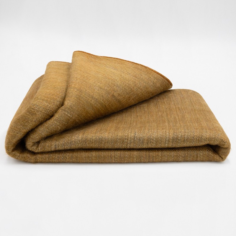 DOUBLE DENSITY ALPACA WOOL BLANKET THROW | QUEEN SIZE | SOFT & WARM – CAMEL GOLD gallery