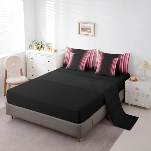Abstract Ombre Comforter Set with Sheets Kids Teens 7 Piece Full Pink Black gallery