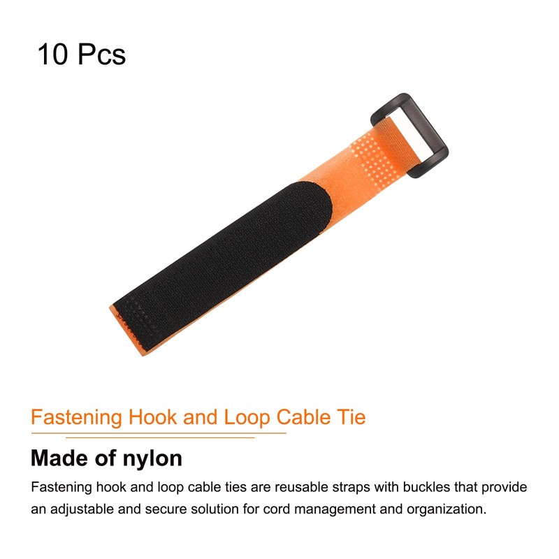 Fastening Hook and Loop Cable Tie 6 Inch x 13/16 Inch Reusable Orange 10Pcs gallery