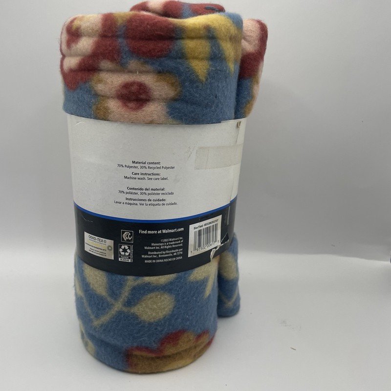 Mainstays Polyester Fleece Throw Blanket Floral Flowers Blue 50 x 60 OEKO-TEX gallery