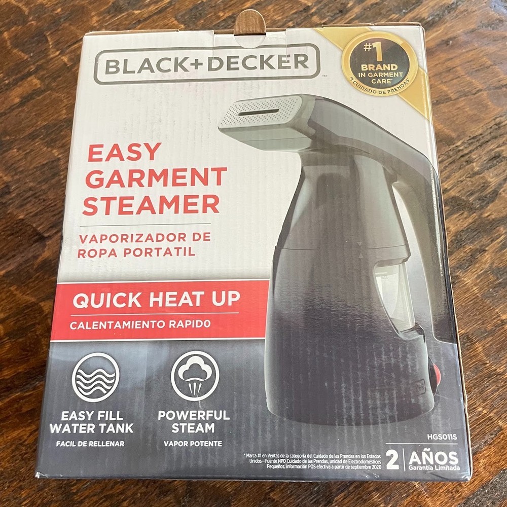 New Black + Decker Easy Garment Steamer Powerful Quick Heat Up HGS011S - Black
