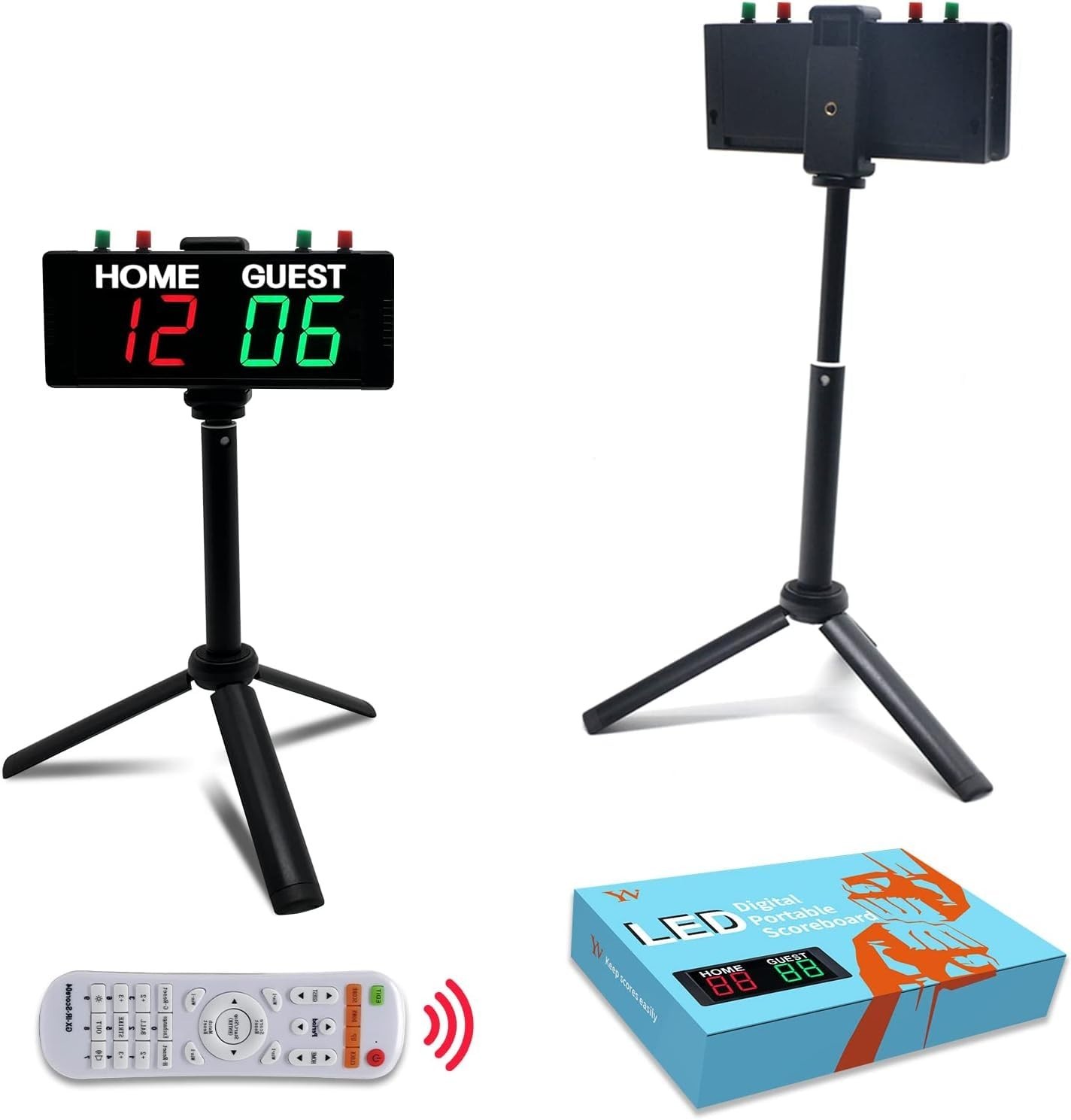 Portable Battery-Powered Digital Scoreboard Timer with Remote - Ideal for Cornho gallery