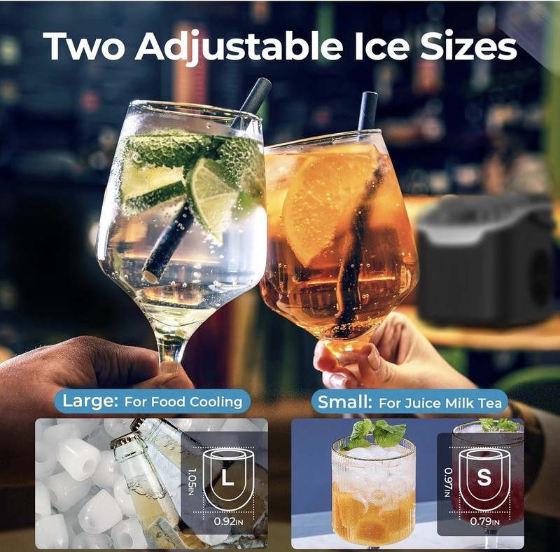 Countertop Ice Maker Machine, 8 Ice Cubes in 6 Mins, 26Lb/Day Bullet Ice *NEW* gallery