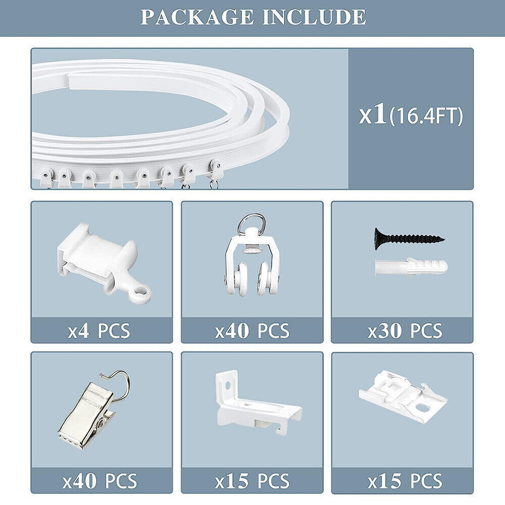 5M Bendable Curtain Track Wall Side Mounted Rail Gliders Flexible Curtain Track gallery