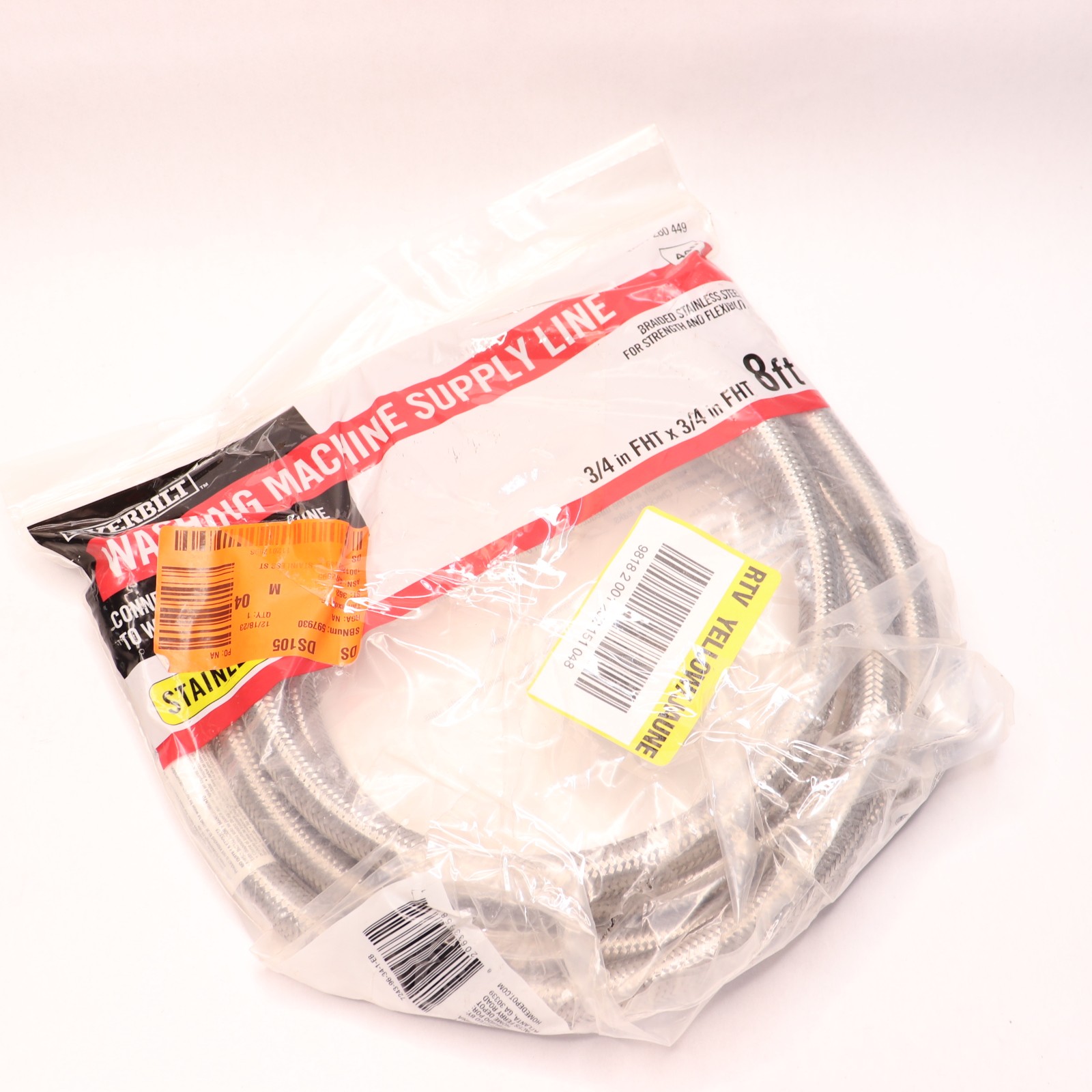 Everbilt Washing Machine Hose Stainless Steel 3/4" FHT x 3/4" FHT 8ft 100128044 gallery