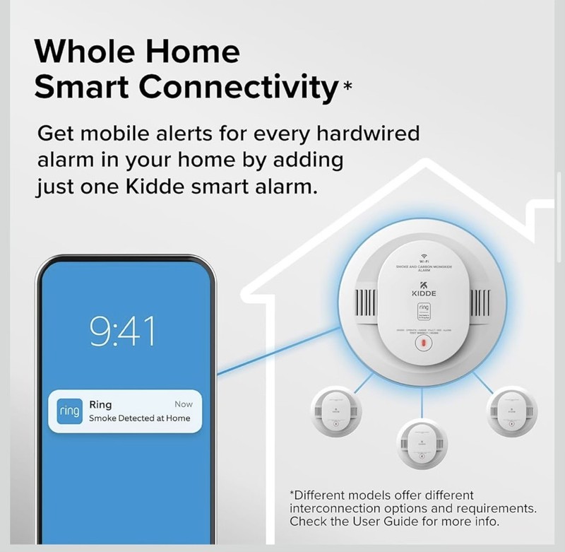 Kidde Ring Enabled Smart Smoke + Carbon Monoxide Alarm Detector Wired RGCUAR-RW gallery