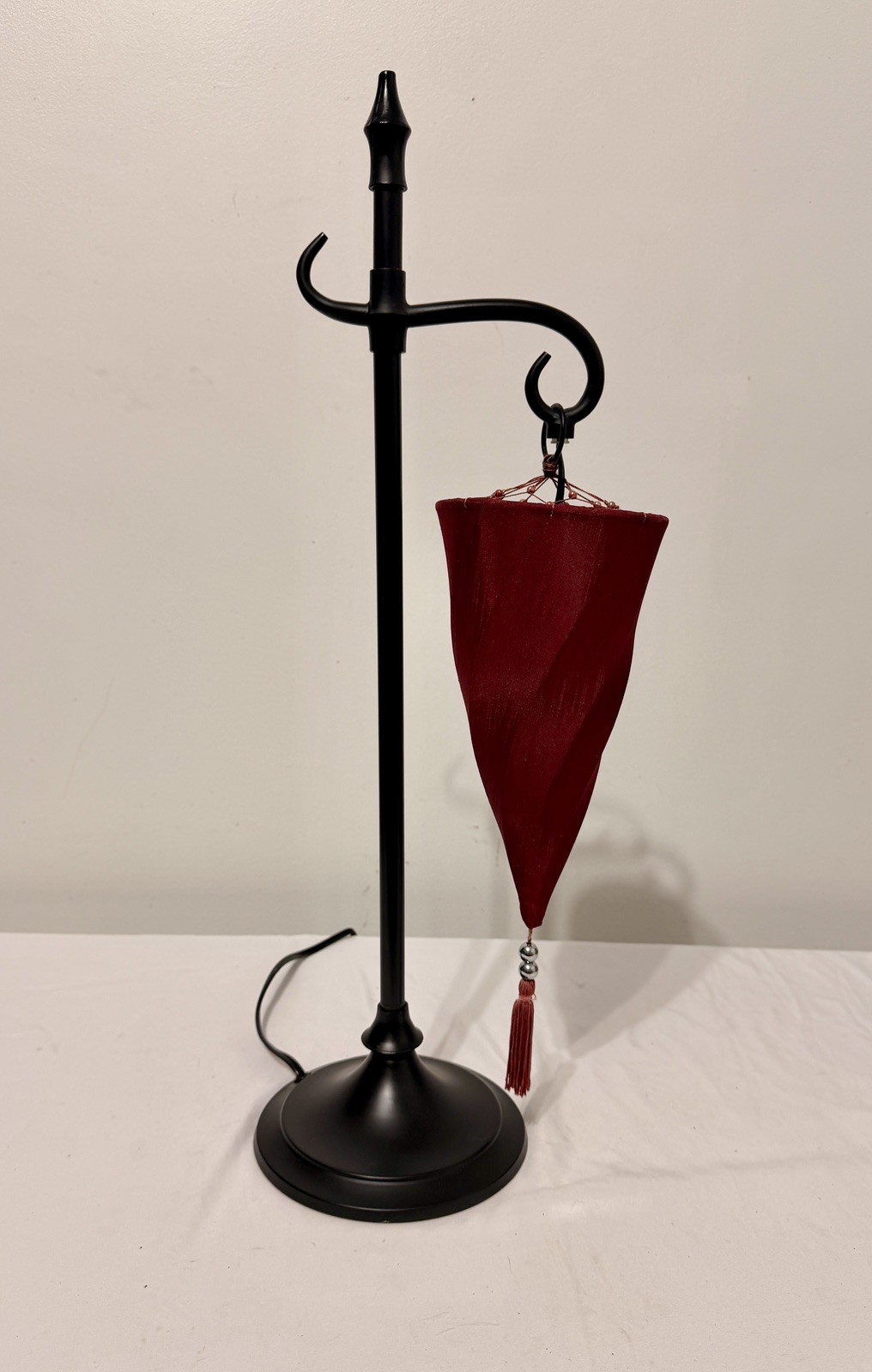 Pottery Barn Medina Moroccan Style Table Lamp with Red Silk Shade gallery
