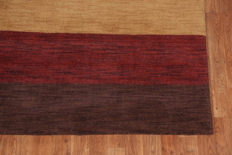 Multicolor Handmade Contemporary Wool Carpet Striped Modern Gabbeh Rug 4x6 Ft gallery
