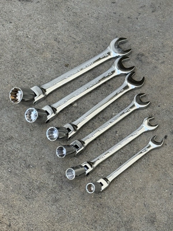 6pcs 12 Point Flex Head Socket Wrench Metric Open End Spanner Wrenches 10 ~ 19mm gallery
