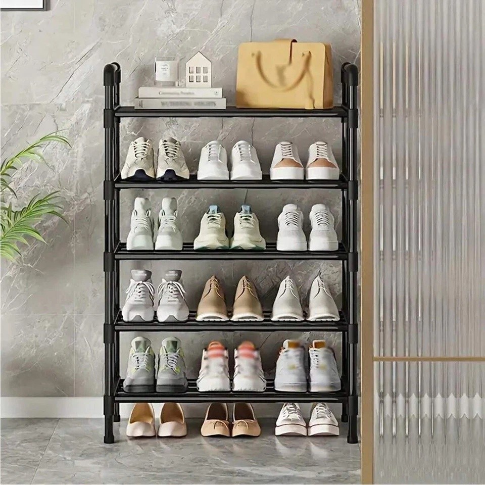 5-Layer Shoe Rack Black Shoe Storage Stand Simple Home Office Shoe Storage DIY gallery