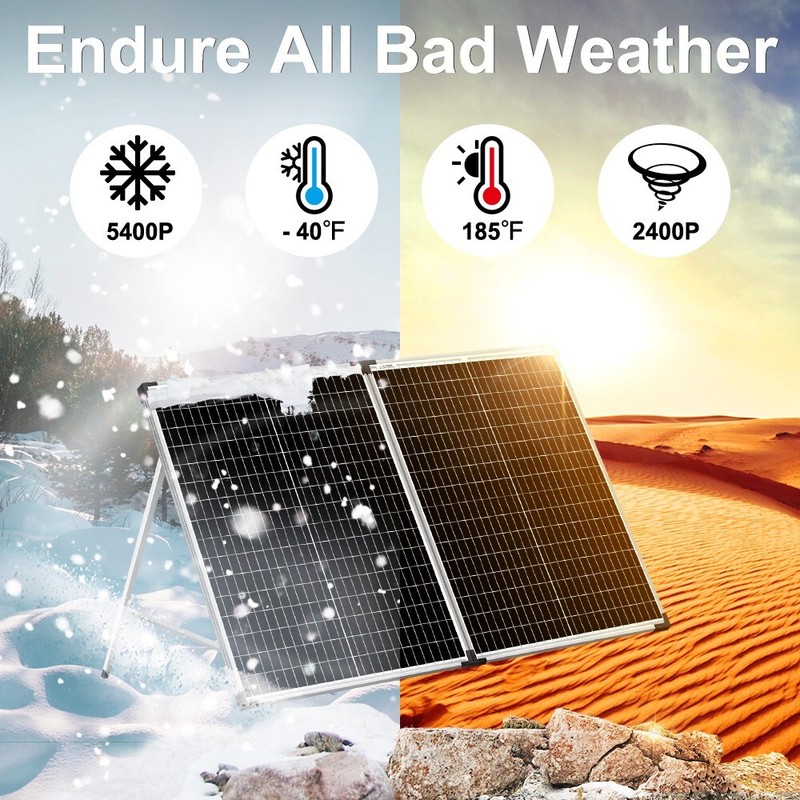 DOKIO Portable Foldable Solar Panel Kit 100W Solar Suitcase Caravan Boat Camper gallery