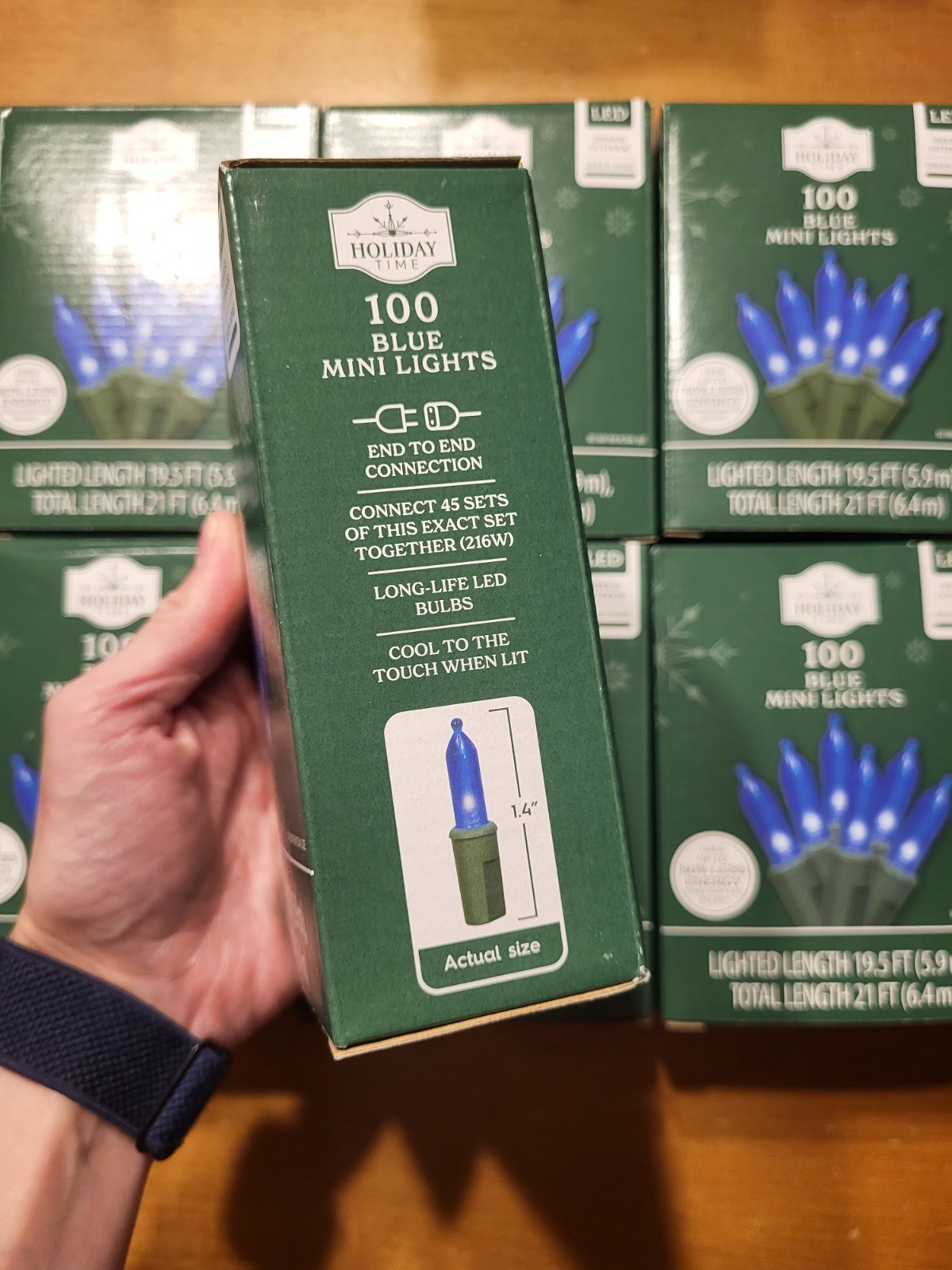 Holiday Time 100 Blue Mini LED Christmas Tree Lights Indoor Outdoor Green Wire gallery