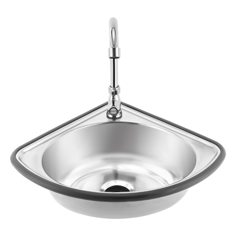 Single Triangle Wash Basin, Corner Sink Small Bar Sink Stainless Steel w/ Faucet gallery
