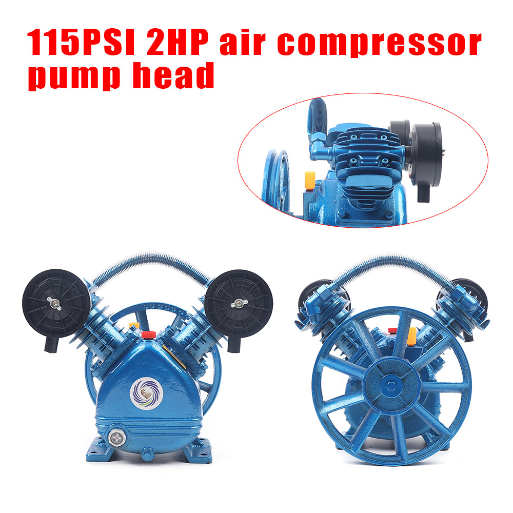 2 Piston Air Compressor Head Pump V Style Twin Cylinder Single Stage 2HP 115PSI gallery
