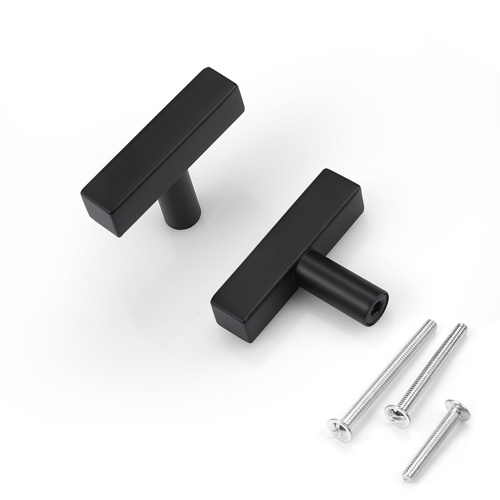 6 Pack Single Hole 2" Black Drawer Knobs and Pulls, Matte Black Cabinet Knobs... gallery