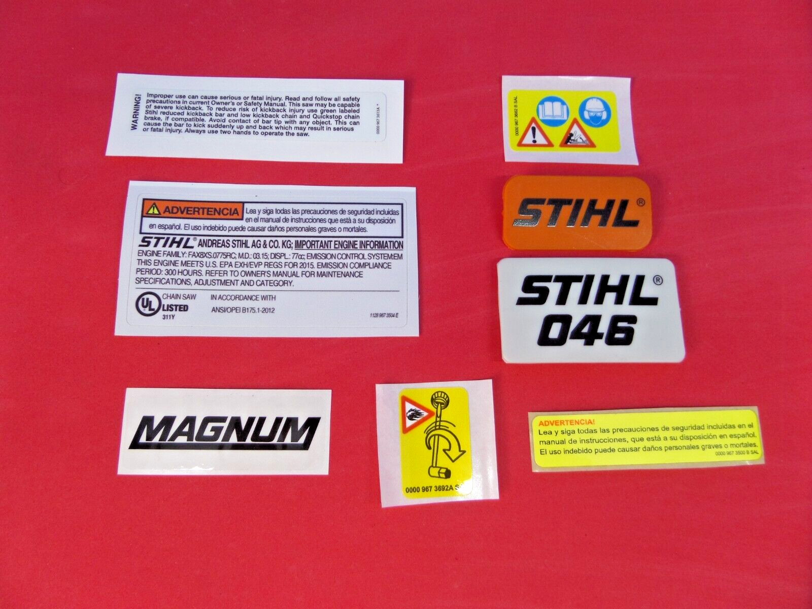 STIHL 046 MAGNUM CHAINSAW MODEL PLATE NAME TAG EMBLEM BADGE DECAL STICKER SET gallery